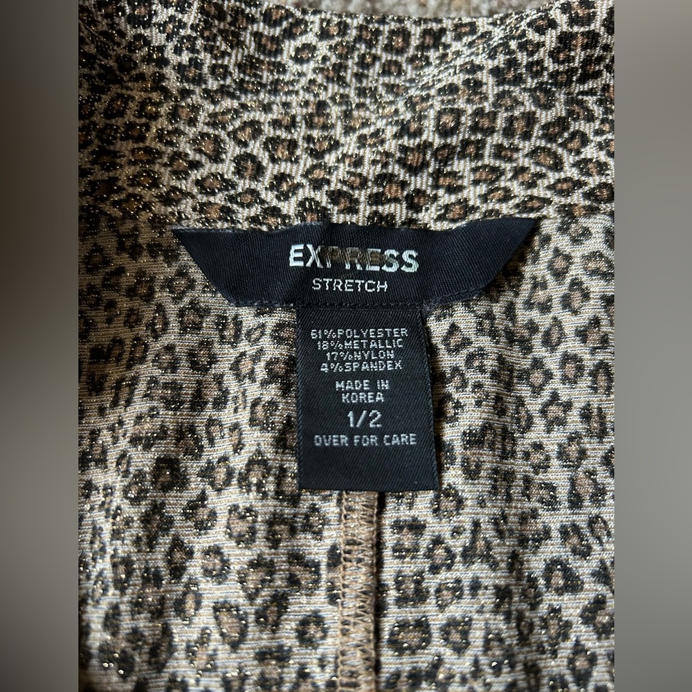 Vintage Y2K Express Shimmery Leopard Print V-Neck Dress, Size 1/2 - Picture 3 of 3